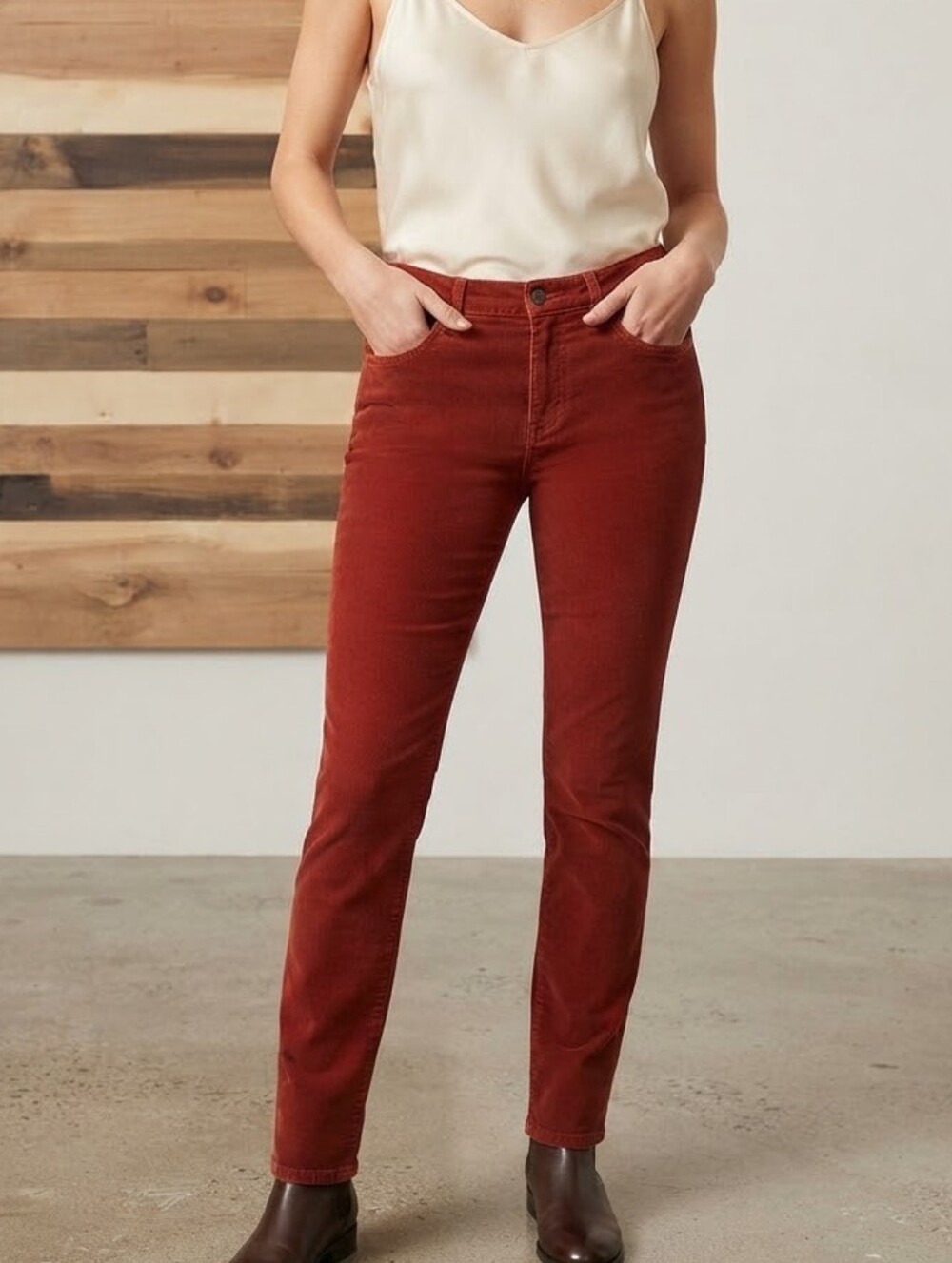 Anthropologie -pilcro Corduroy Women’s High-Rise Straight Jeans in Rust Red Size